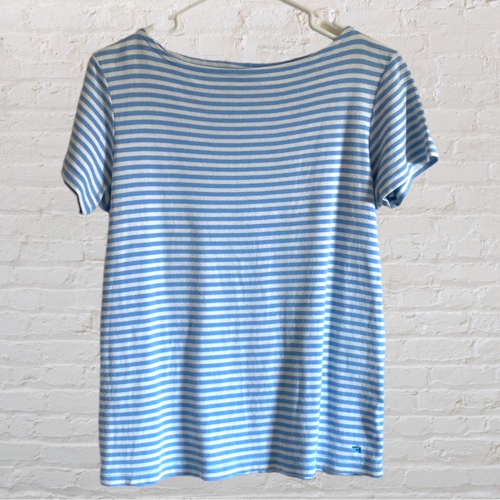 TOMMY HILFIGER SHORT SLEEVE STRIPED BOAT NECK TOP